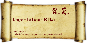 Ungerleider Rita névjegykártya